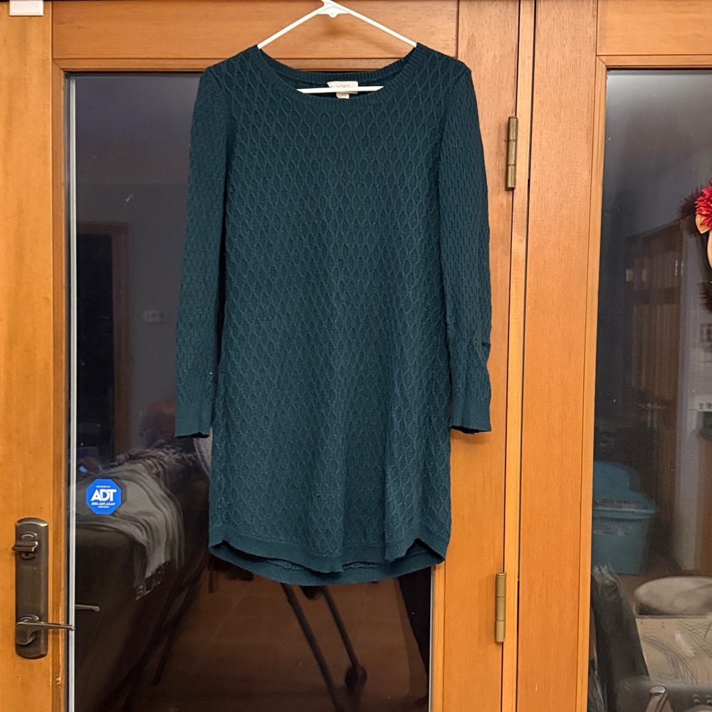 LOFT Teal Knit Tunic Sweater